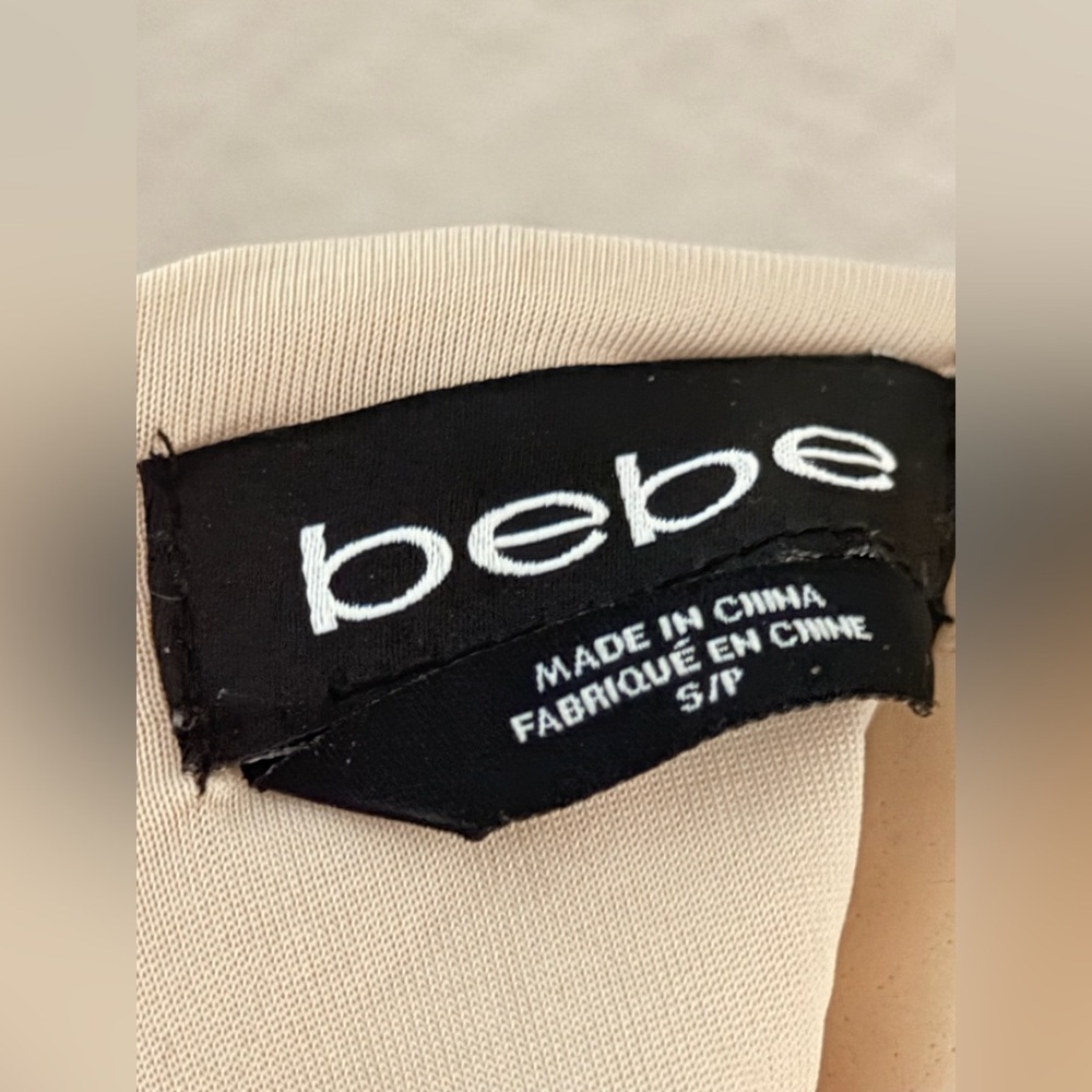 bebe ivory embellished Jewel Waist asym Plunge deep v top dress S - Picture 10 of 13